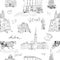 Seamless pattern Vienna, Austria. Hand drawn sketch