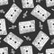 Seamless pattern with vintage cassettes. Black and white music print. Doodle musical texture