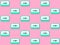 Seamless pattern with vintage green audio tape cassette concept illustration isolated on pink background