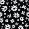 Seamless pattern with vintage hand drawn white wildflowers on black background design