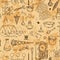 Seamless pattern with vintage science objects. Scientific equipment for physics and chemistry.