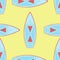 Seamless pattern with vintage surfboards.