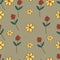 Seamless pattern vintage vibe flower background