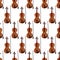 Seamless pattern of violins on white background, realistic classical musical instruments, vector illustration