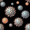 Seamless pattern. Virus. Viral particles with capsid. Colds and flu.