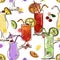 Seamless pattern of vivid cocktails