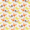 Seamless pattern of vivid lovely tiny birds.