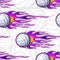 Seamless pattern with volleyball balls and flame.