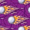 Seamless pattern with volleyball balls and flame.