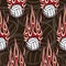 Seamless pattern with volleyball balls and flame.