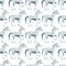 Seamless  pattern with walking horse