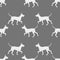 Seamless pattern. Walking mexican hairless dog puppy isolated on gray background. Dog silhouette. Endless texture