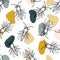 Seamless pattern with wasps  insects and abstract shapes  spots. Hand drawn vector illustration. It can be used for