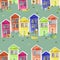 Seamless pattern of watecolor cute colorful nordic wooden houses