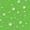 Seamless pattern of water drops on green surface