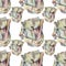 Seamless pattern watercolor beige bag for gas mask on white background. Military element for army, stalker, post