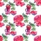 Seamless pattern watercolor berries smoothies cocktail, watermelon, raspberry, blueberry on white. Summer food. Art