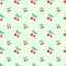 Seamless pattern with watercolor berry cherry in light green background