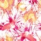 Seamless pattern with watercolor blots. Yellow and red blurs. Background design.