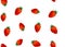 Seamless pattern from watercolor bright textural strawberries on a white background.