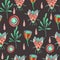 Seamless pattern with watercolor butterfly, flowers and branches