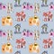 Seamless pattern with watercolor cartoon private houses