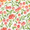 Seamless pattern with watercolor cherries