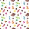 Seamless pattern with watercolor chocolate candies