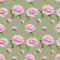 Seamless pattern with watercolor chrysanthemum flowers on green background.