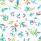 Seamless pattern watercolor of colorful leaves, hand painting plant illustration for fashion textile