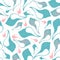 Seamless pattern with watercolor conch shells and phrase I love the sea.
