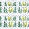 Seamless pattern with watercolor conifer trees and blue snowflakes. To design and decor backgrounds, banners, flyers