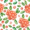 Seamless pattern of watercolor cranberries