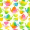 Seamless pattern with watercolor cups and teapots