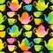 Seamless pattern with watercolor cups and teapots