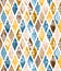 Seamless Pattern of Watercolor Diamonds with Effect. Ethnic Fashion Pattern.