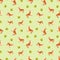 Seamless pattern with watercolor dog. Hand drawn illustration is isolated on green. Painted corgi