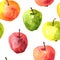 Seamless pattern with watercolor drawing apples