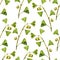 Seamless pattern with watercolor drawing ginkgo