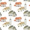 Seamless pattern of watercolor european ancient houses