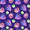 Seamless pattern of watercolor figs. Hand drawn bright backdrop texture, images of berry, fruit in sketch style. For wrapping