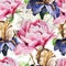 Seamless pattern with watercolor flowers. Iris