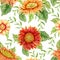 Seamless pattern with watercolor gerbera flower.