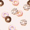 Seamless pattern with watercolor glazed donuts