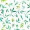 Seamless pattern watercolor of green bamboo leaves, painting plant illustration