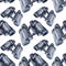 Seamless pattern watercolor hand-drawn black binoculars isolated on white background. Creative military clipart for