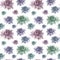 Seamless pattern watercolor hand-drawn green purple pink succulent echeveria home plant. Art creative nature background