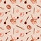 Seamless pattern with watercolor hand painted sweet and tasty cakes