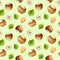 Seamless pattern with watercolor hazelnut elements