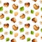 Seamless pattern with watercolor hazelnut elements